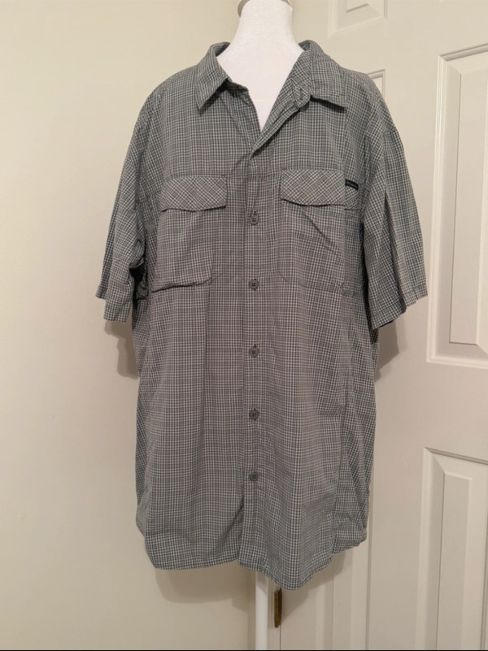 Columbia Sportswear Grey Plaid Vented Fishing Shirt Sun Protection Men’s XXL